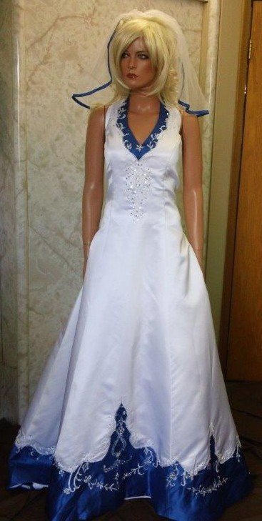 white and royal blue dresses